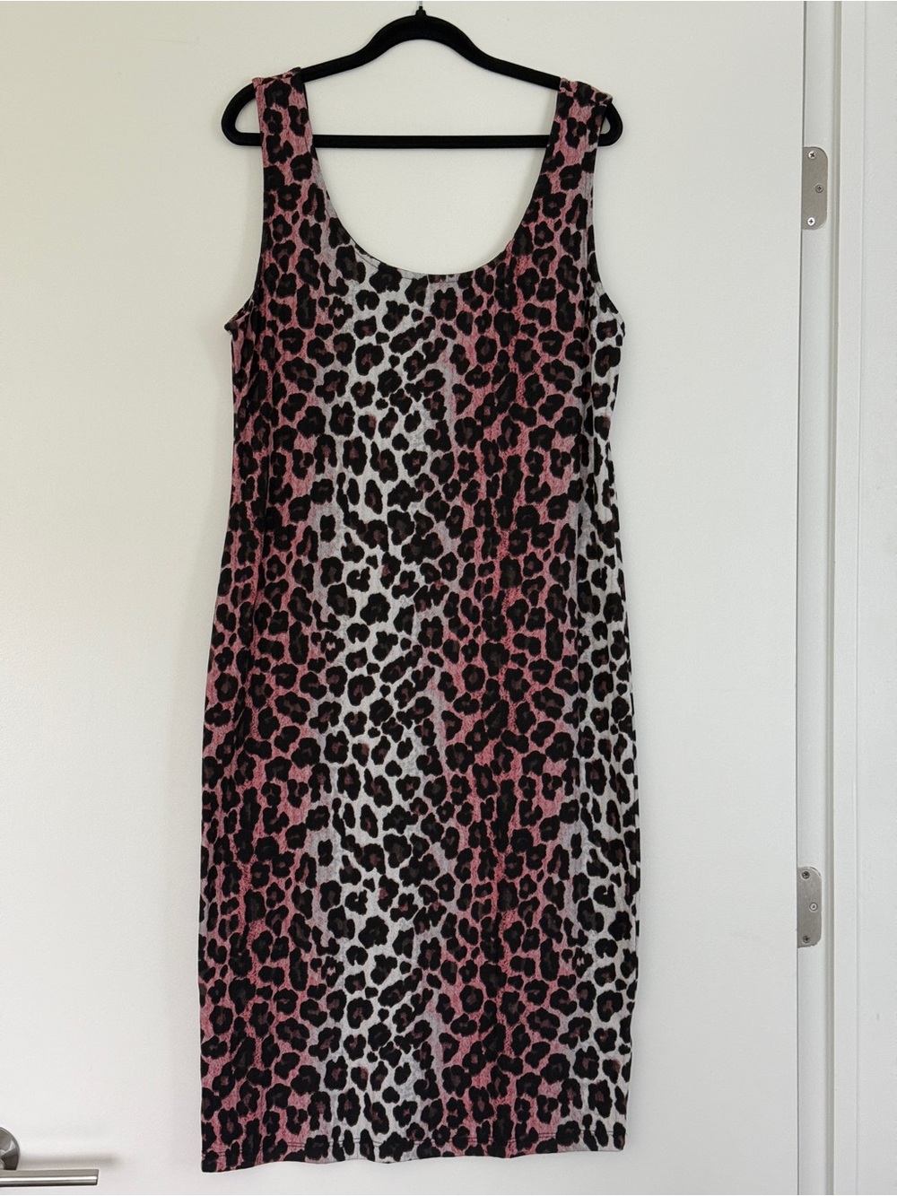 Scoop Neck Pink Leopard Print Mini Dress